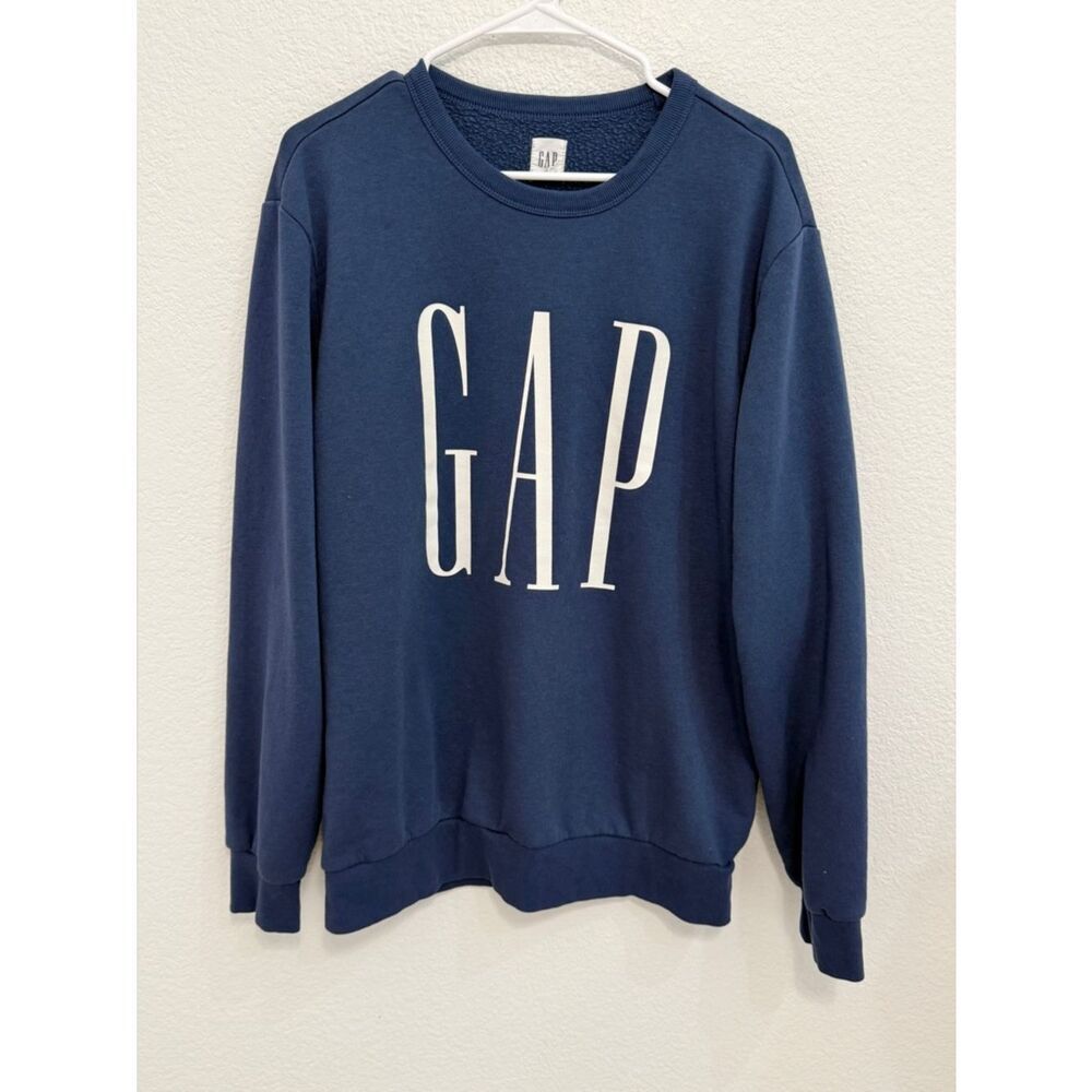Gap Navy Blue Logo Crewneck Sweatshirt Large Pullover Graphic Top